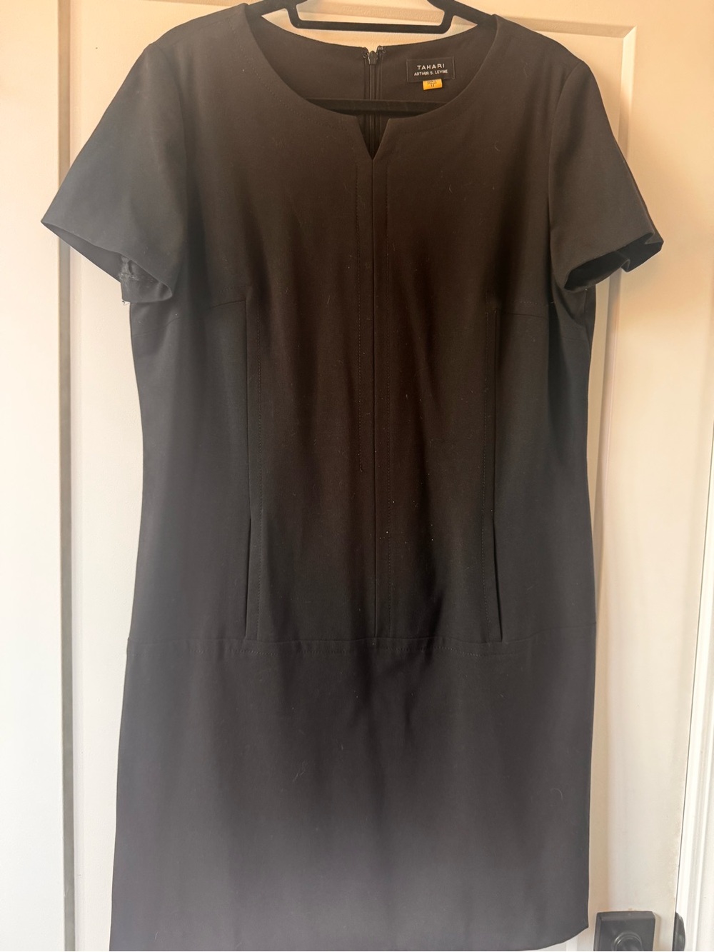 Tahari Black Short-Sleeve Sheath Dress